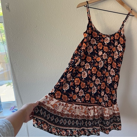 Umgee Floral Mini Dress - Black and Orange - Picture 4 of 7